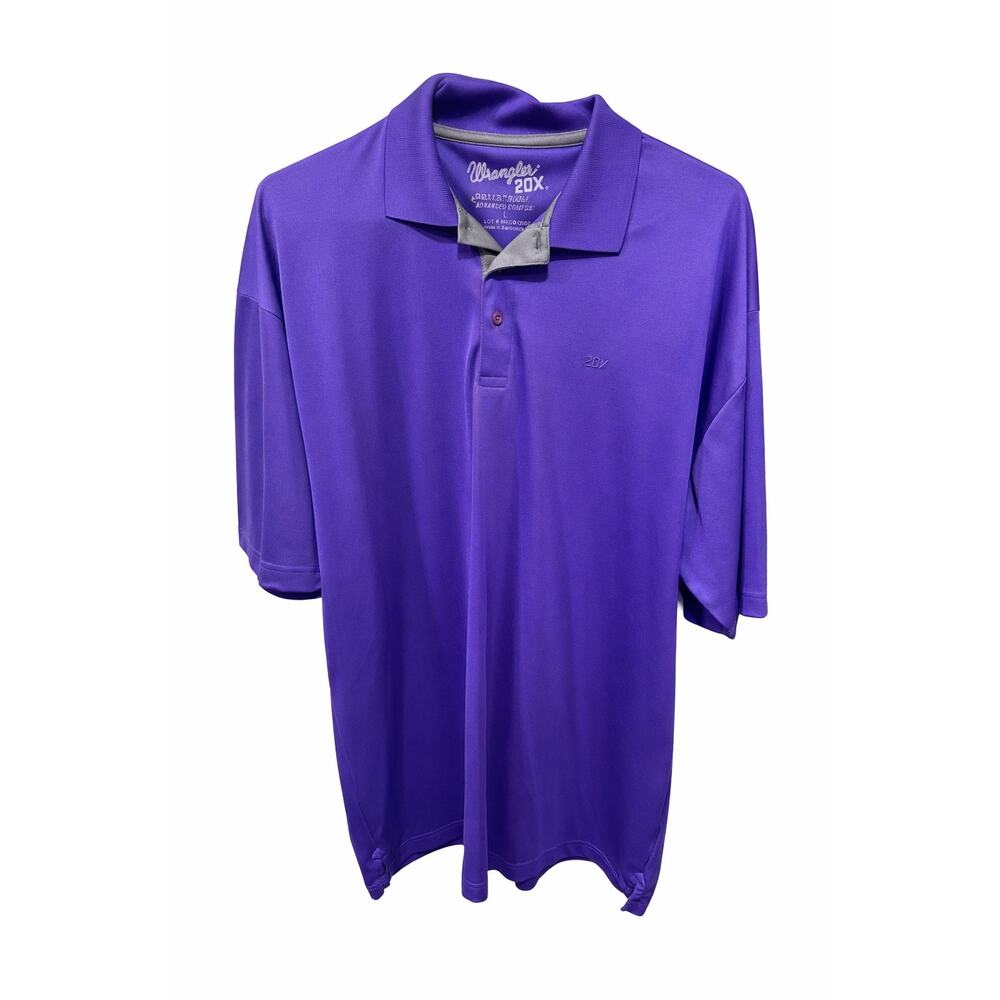 Wrangler 20X Purple Performance Polo Mens Large Rodeo Western Golf Stretch